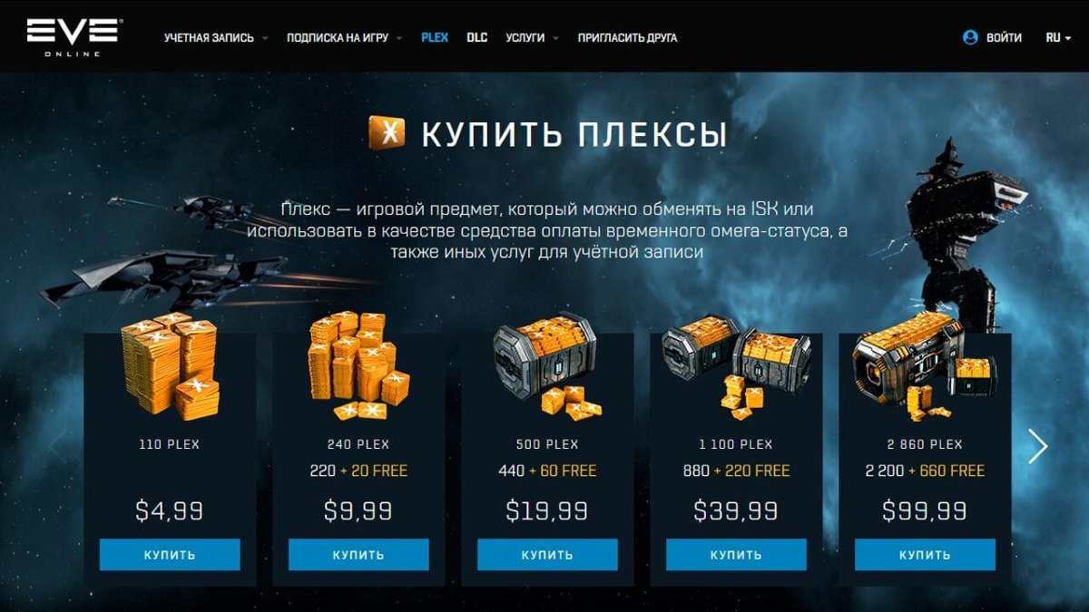 Покупка плексов в EVE online